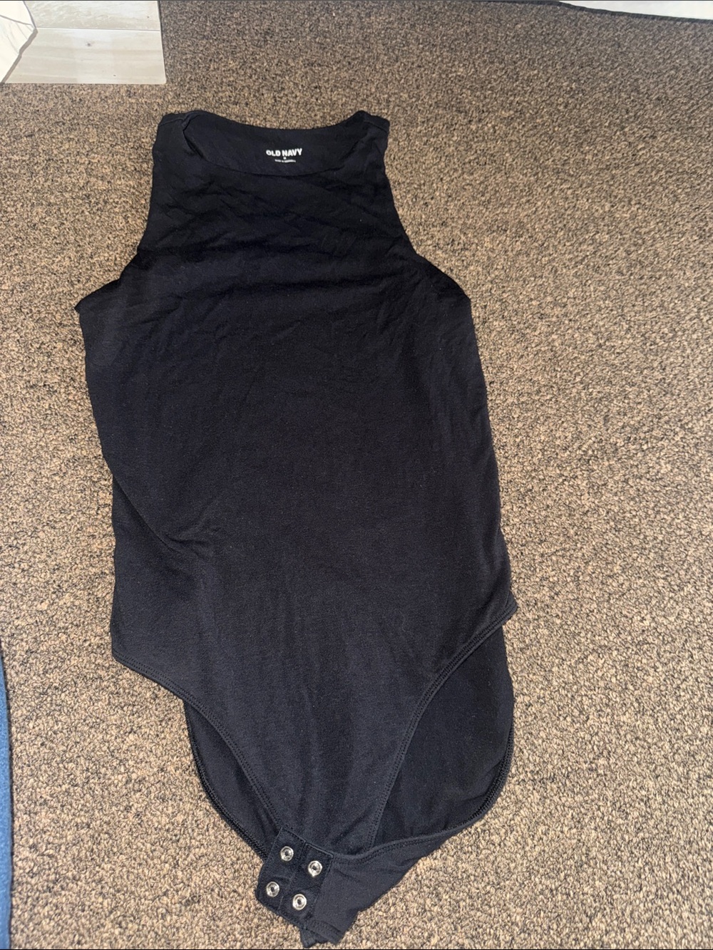 Old Navy Black Ribbed High-Neck Sleeveless Bodysuit